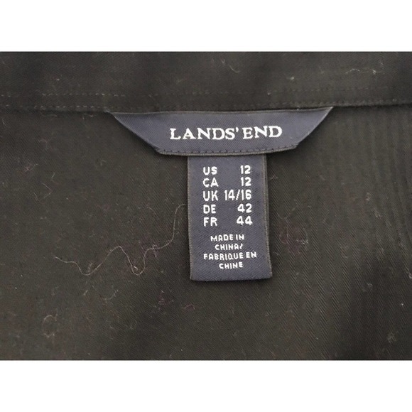 Lands' End | Dress Shirt Size 12 Button Down Fitted Stripped 3/4 Sleeves Black - Picture 8 of 8